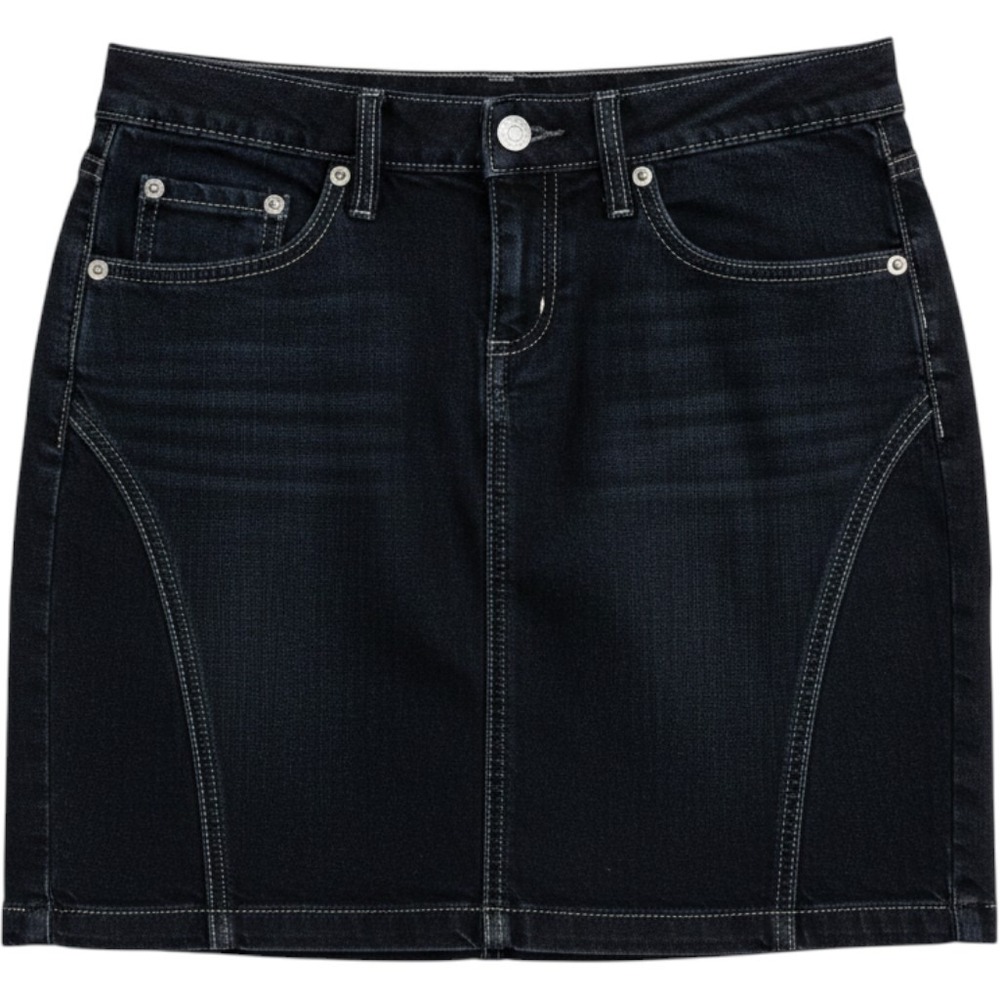 X2 Quality Denim Dark Wash Mini Skirt Indigo Contrast Stitch Size 0 Jean Skirt